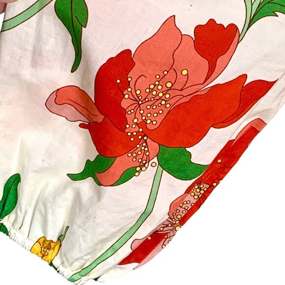 Think Of Me Cottagecore Floral Shift Dress Bodice Ruffled Collar Puff Sleeves L - Picture 6 of 10